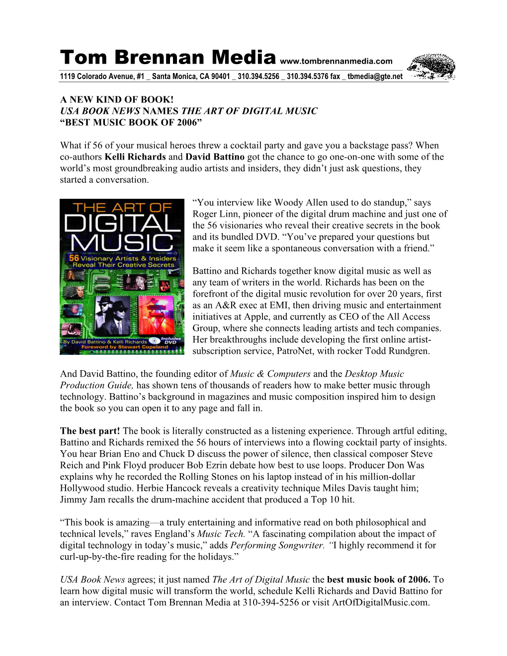 Usa Book News Names the Art of Digital Music “Best Music Book of 2006”