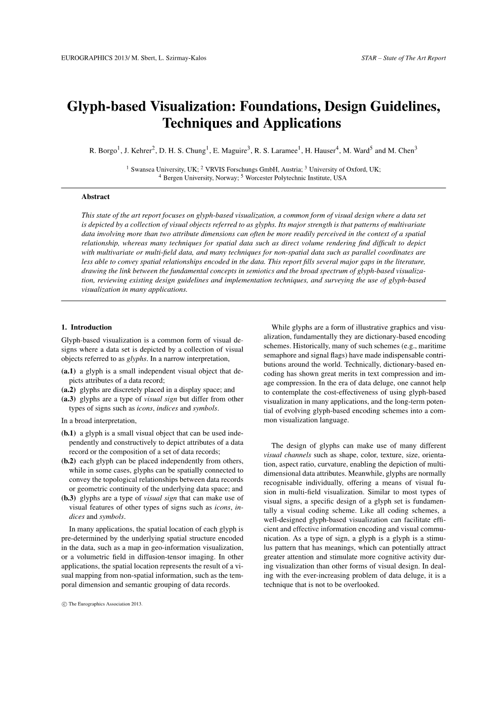 Glyph-Based Visualization: Foundations, Design Guidelines, Techniques and Applications