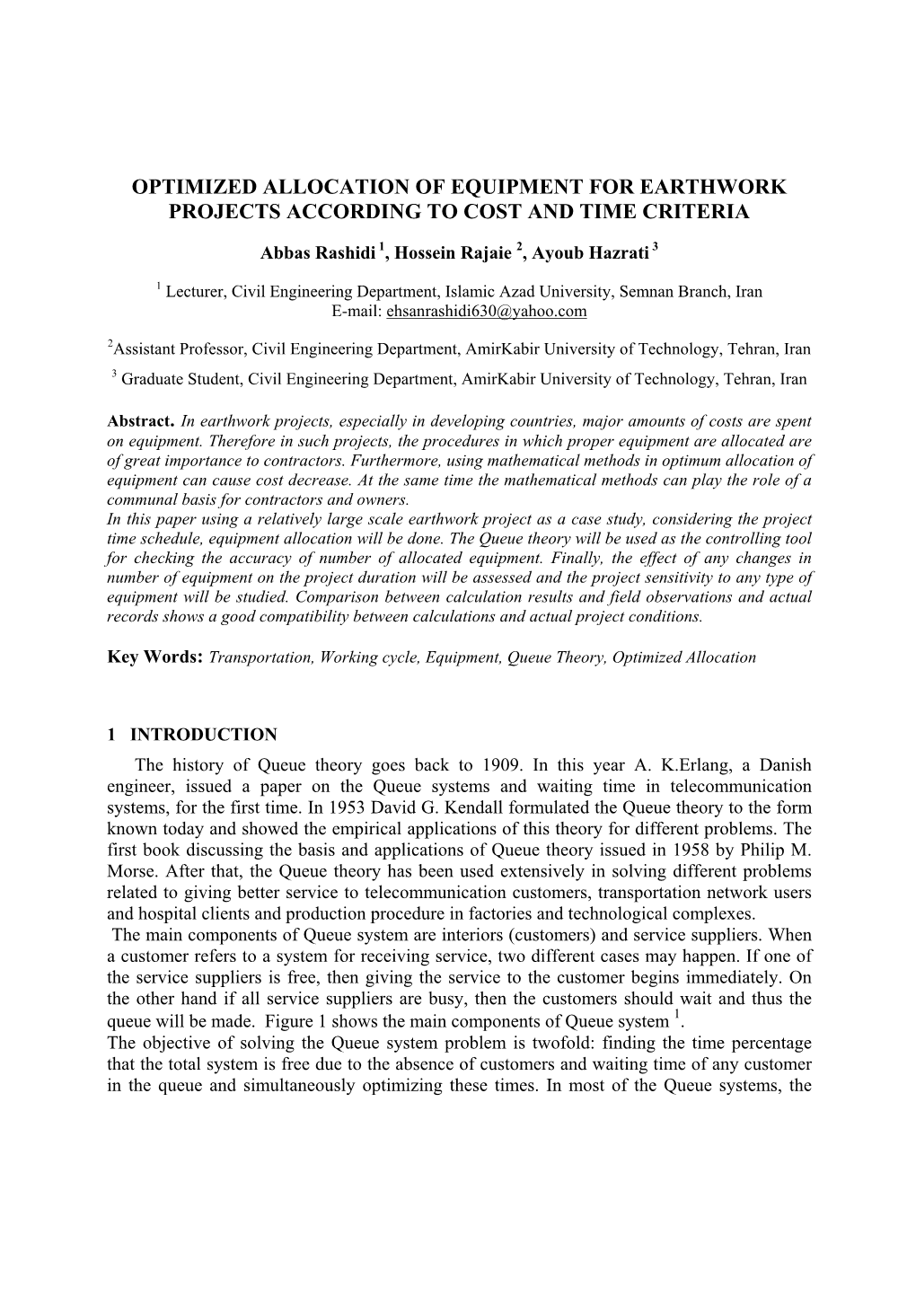 Optimized Allocation of Equipment for Earthwork Projects According to Cost and Time Criteria