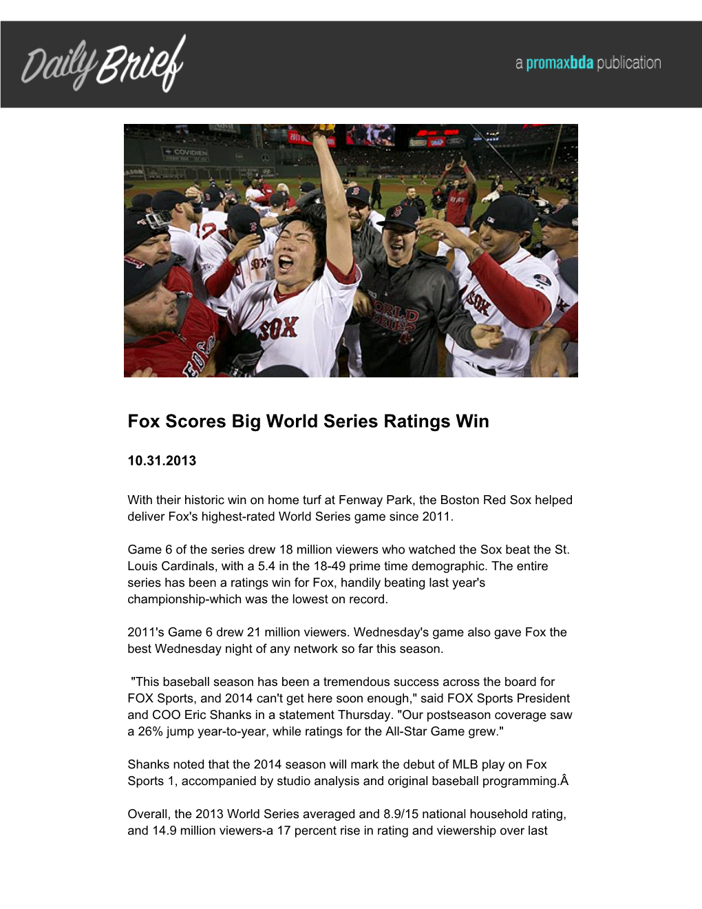 Fox Scores Big World Series Ratings Win