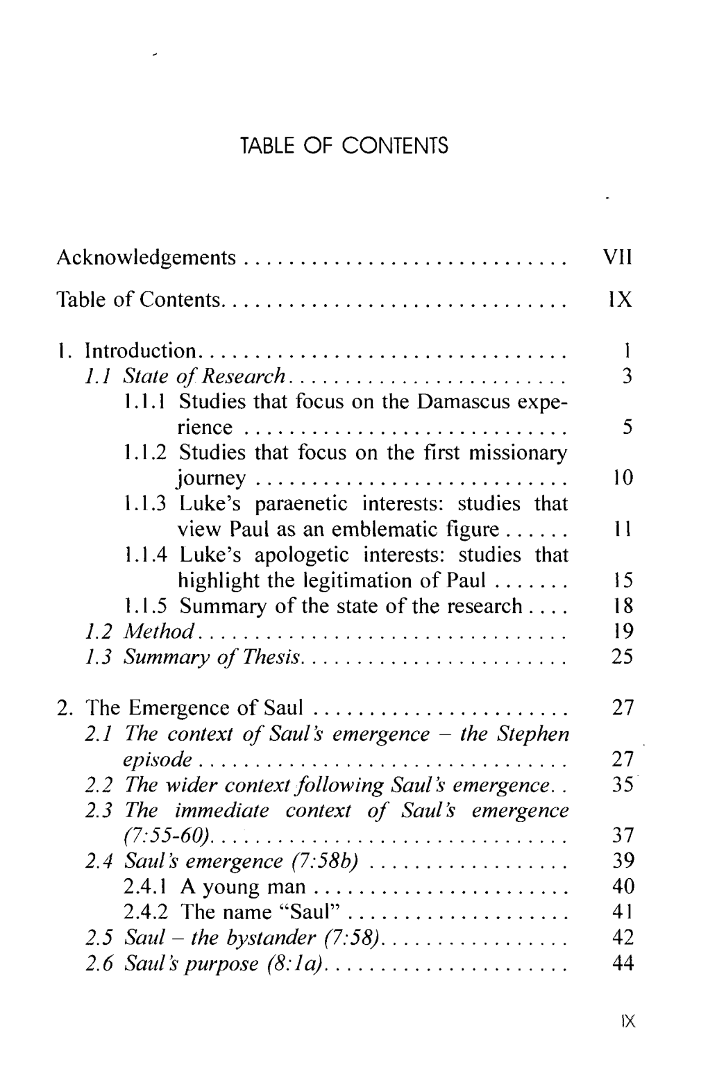 Acknowledgements VII Table of Contents IX 1. Introduction 1 1.1