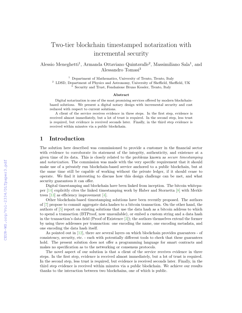 Two-Tier Blockchain Timestamped Notarization with Incremental Security