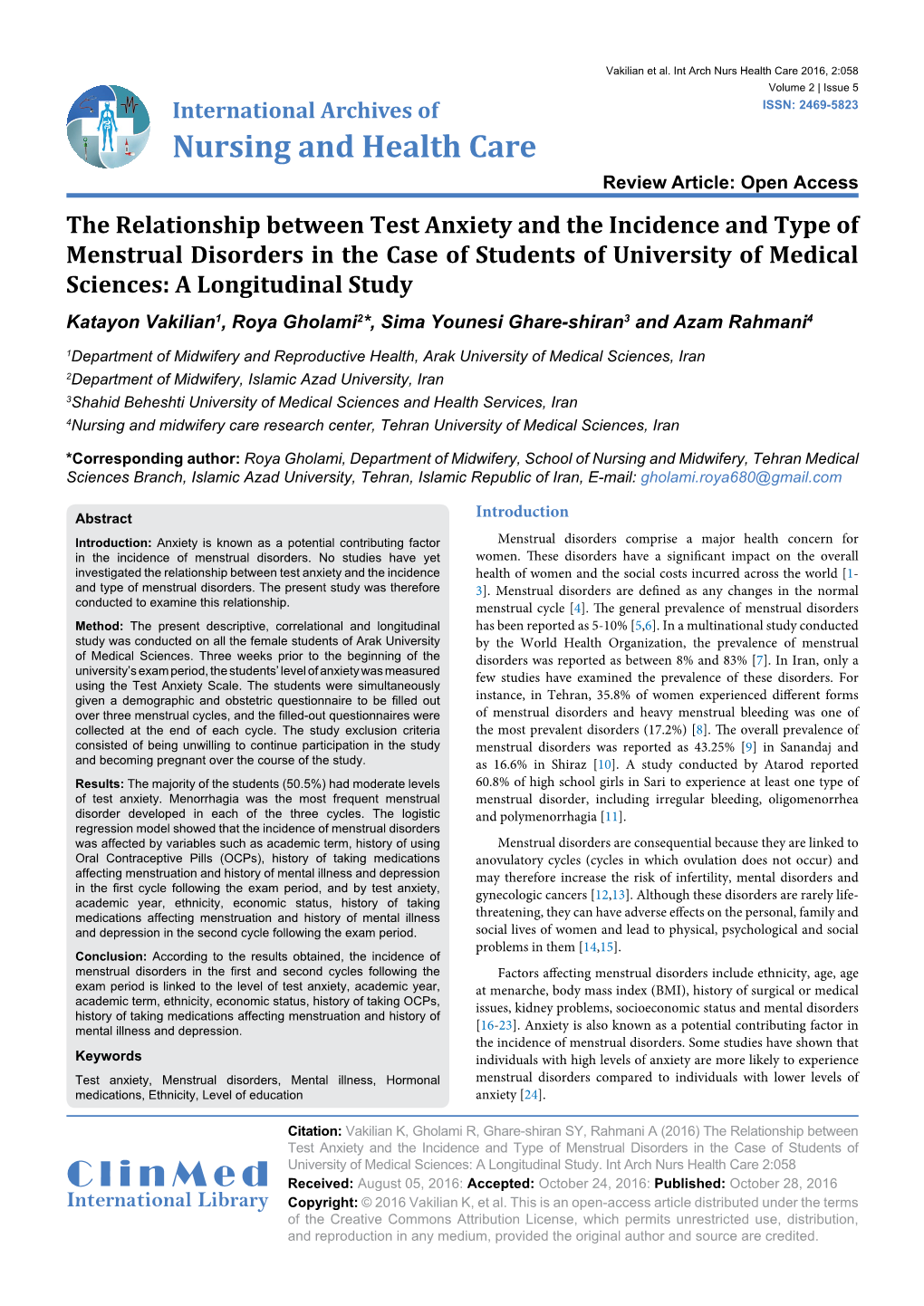 The Relationship Between Test Anxiety and the Incidence and Type