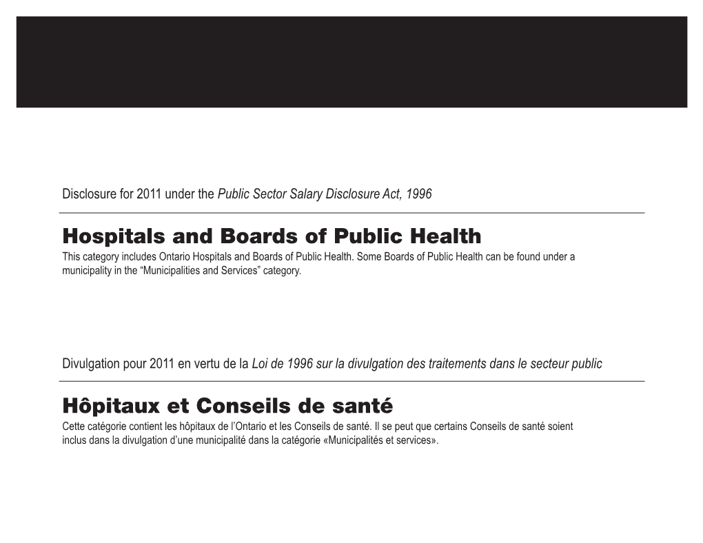 2011 Public Sector Salary Disclosure