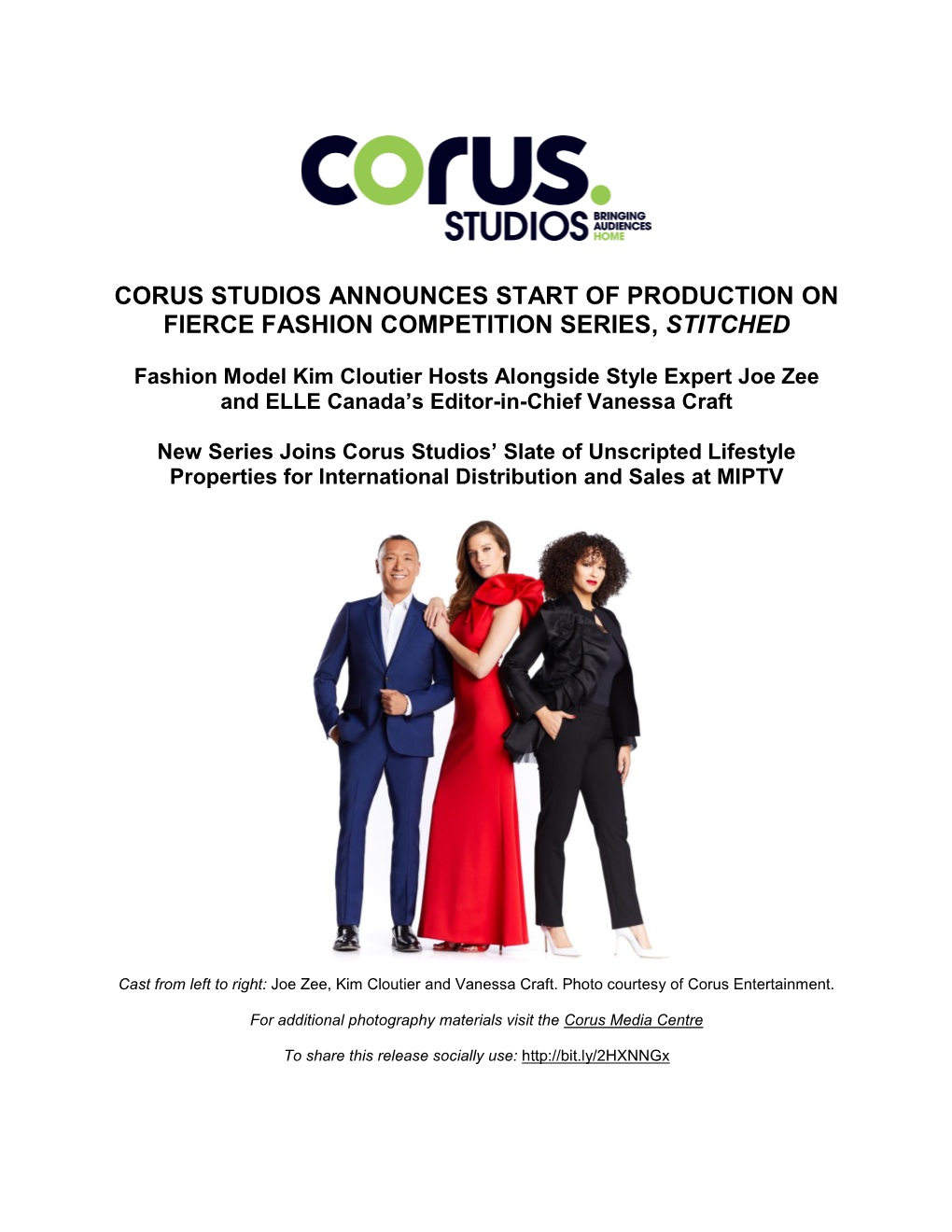 Corus Studios Announces Start of Production on Fierce Fashion Competition Series, Stitched