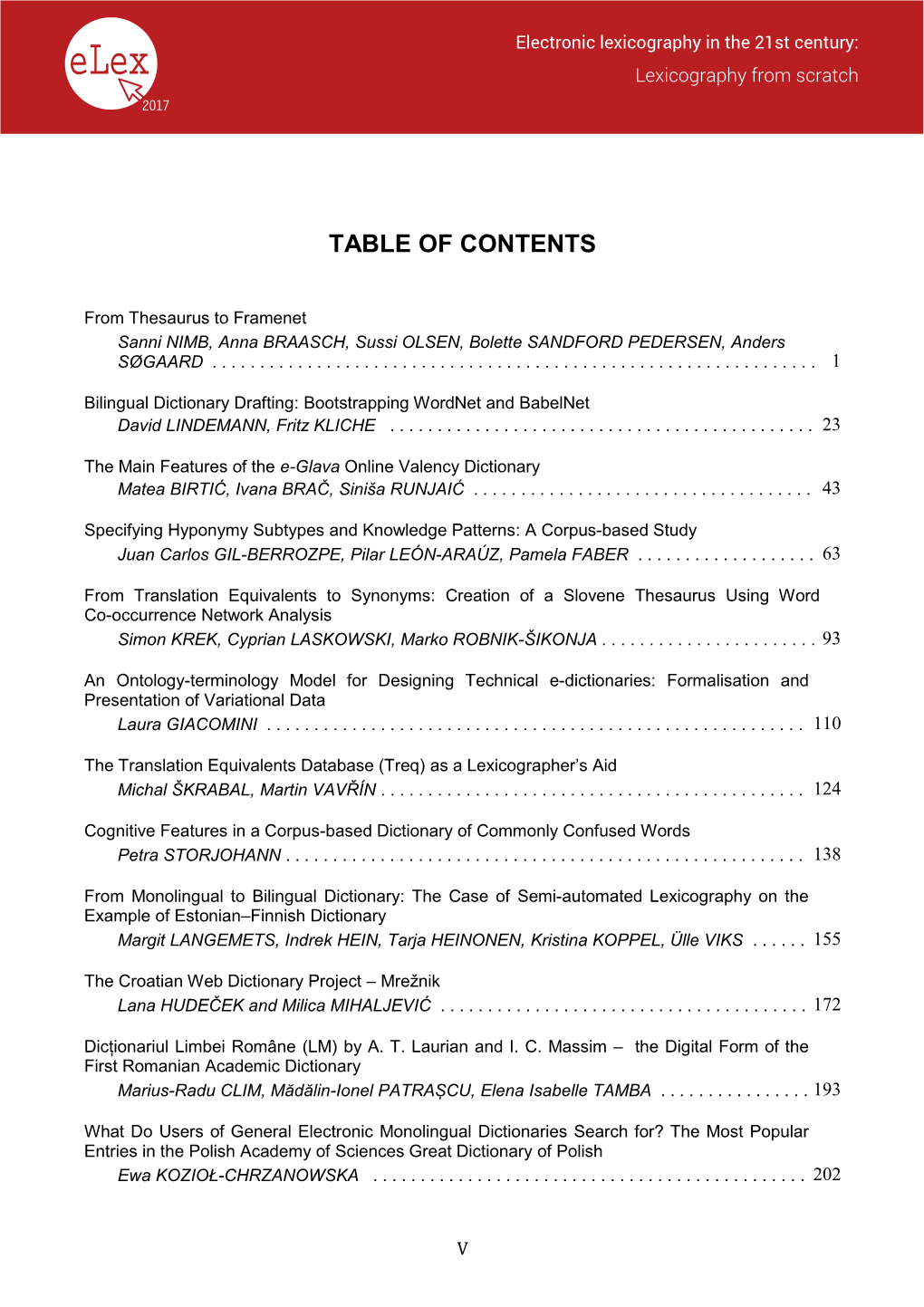 Table of Contents