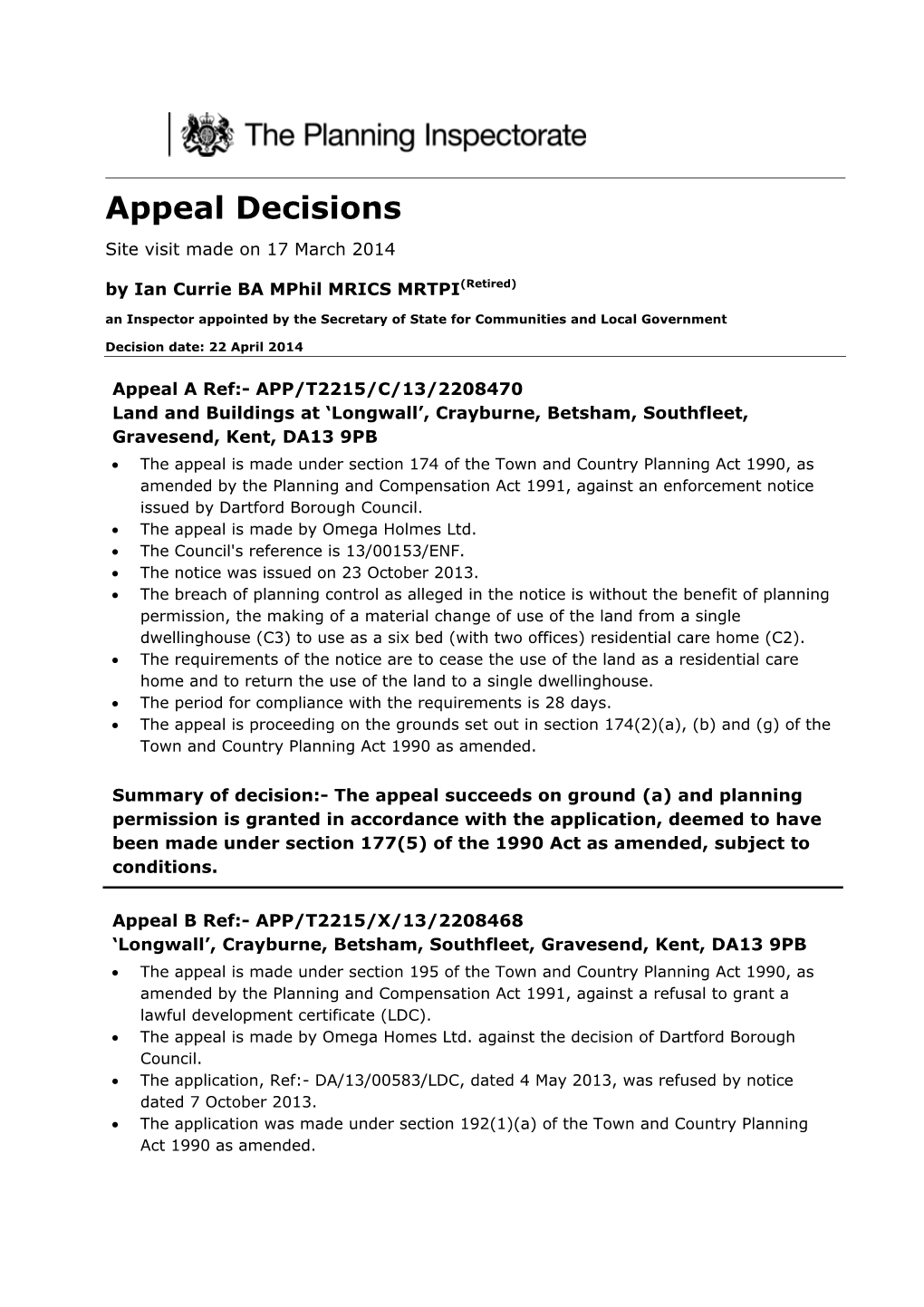 Appeal Decisions