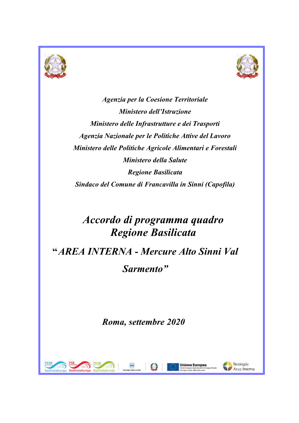 Accordo Di Programma Quadro Regione Basilicata