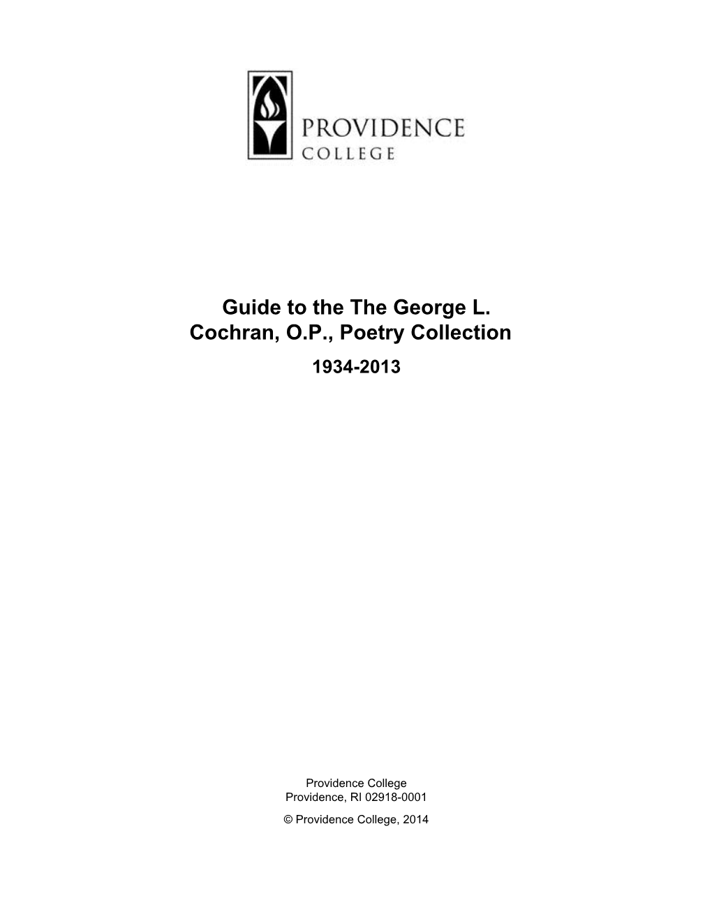 George L. Cochran, O.P. Poetry Collection