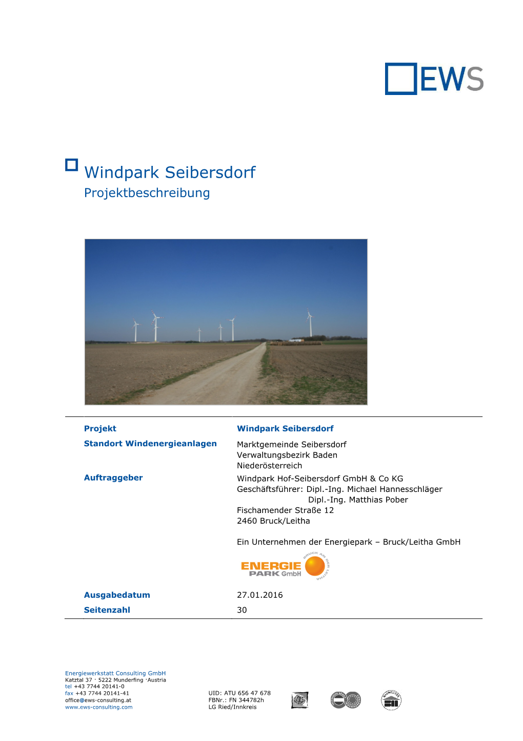 Windpark Seibersdorf Projektbeschreibung