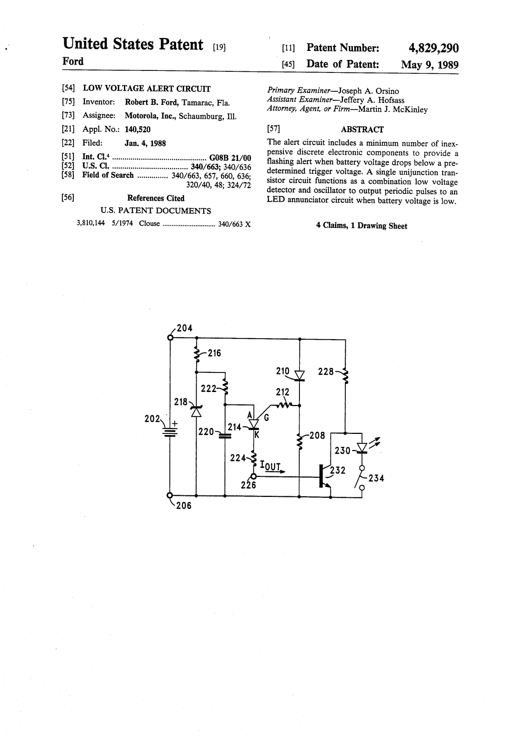 United States Patent [191 ' V[111 Patent Number: 4,829,290 Ford [45] Date of Patent: May 9, 1989