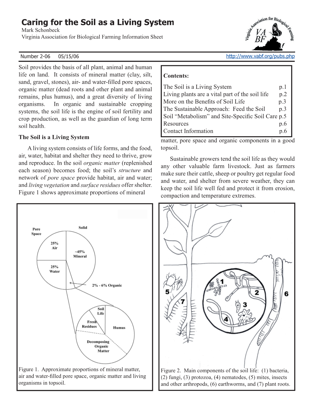 Caring for the Soil As a Living System Mark Schonbeck Virginia Association for Biological Farming Information Sheet