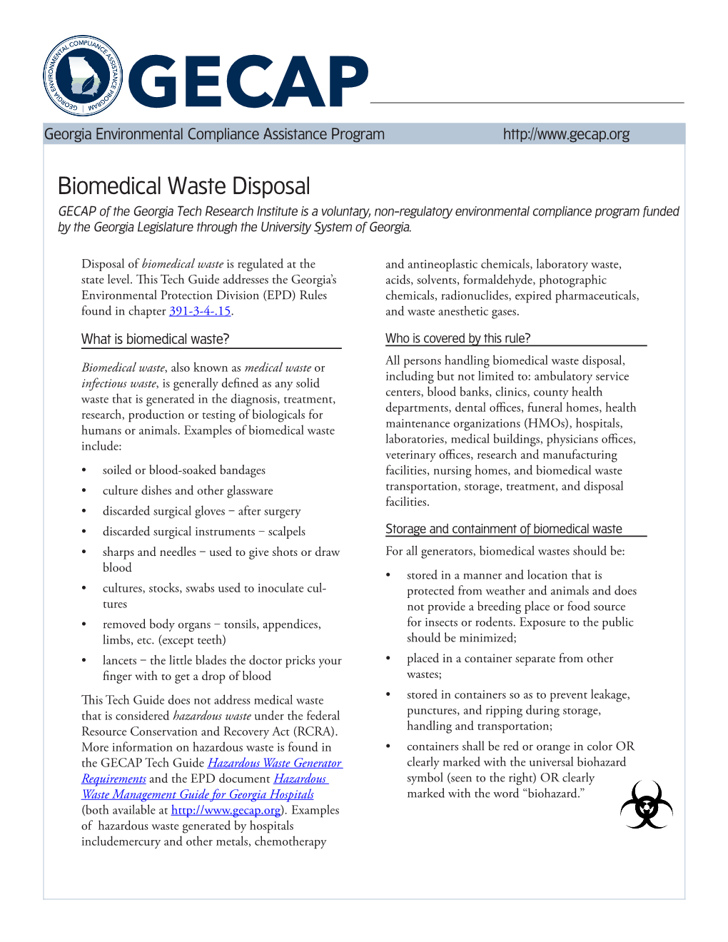 Biomedical Waste Disposal