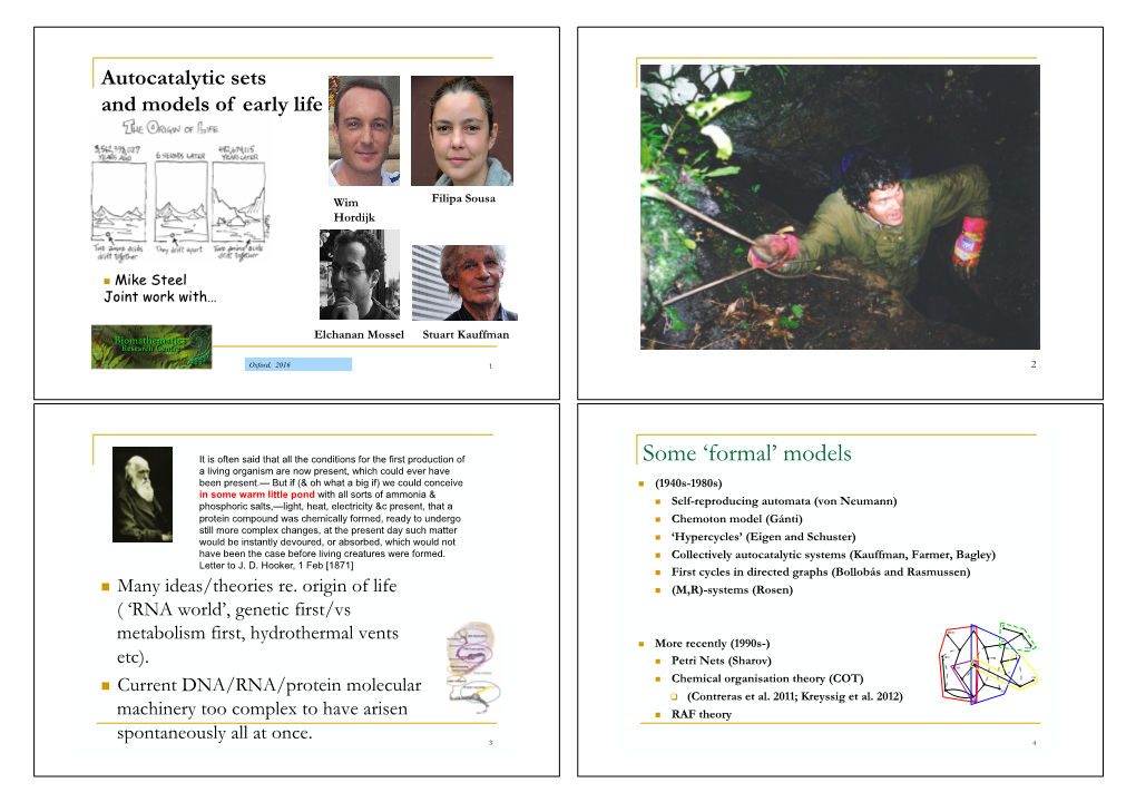 Autocatalytic Sets and Models of Early Life