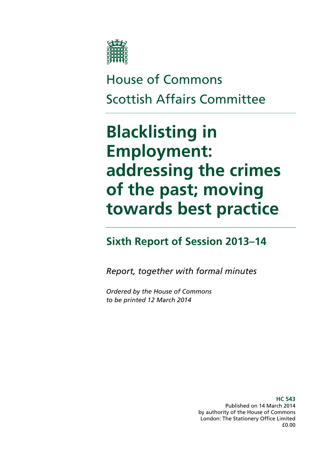 Report: Blacklisting in Employment: Addressing the Crimes of the Past