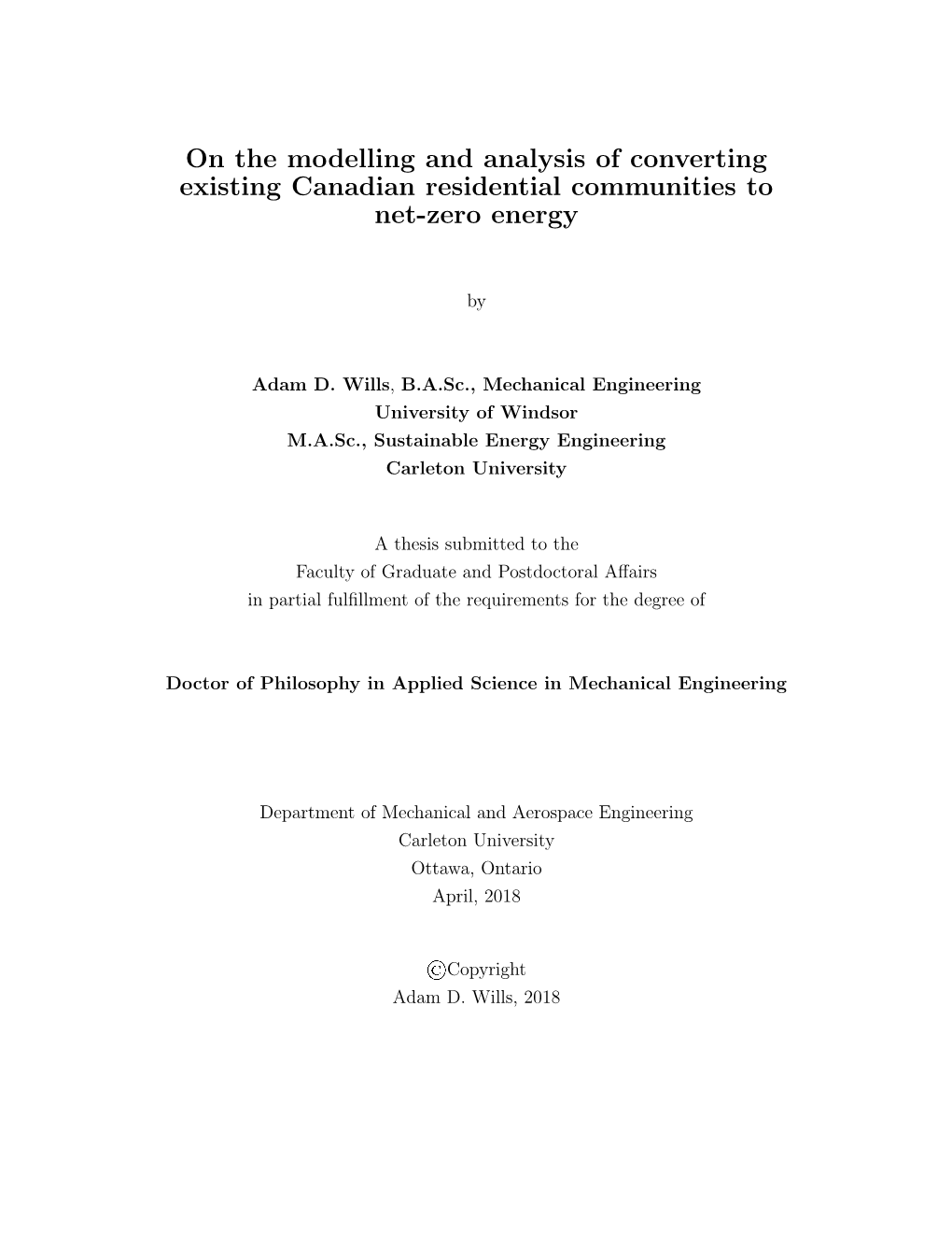 On the Modelling and Analysis of Converting Existing Canadian Residential Communities to Net-Zero Energy