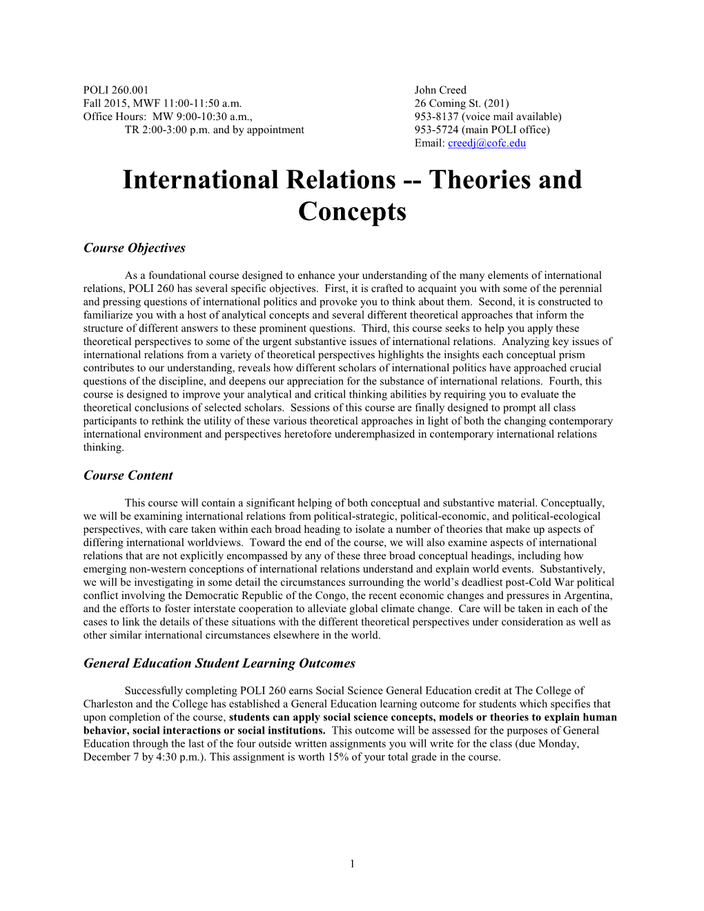 International Relations -- Theories and Concepts