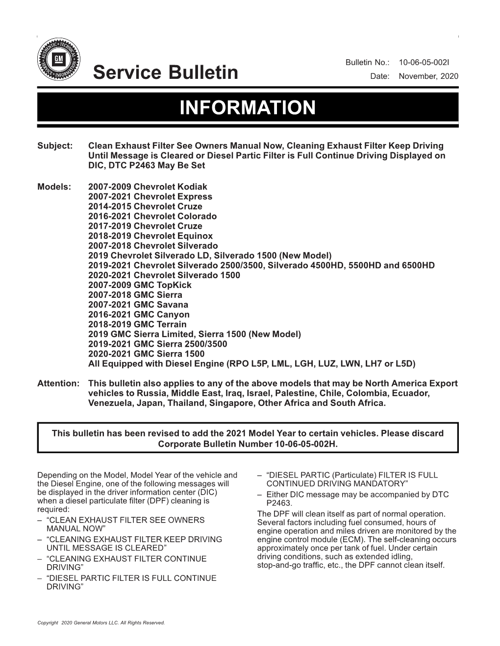 Service Bulletin INFORMATION