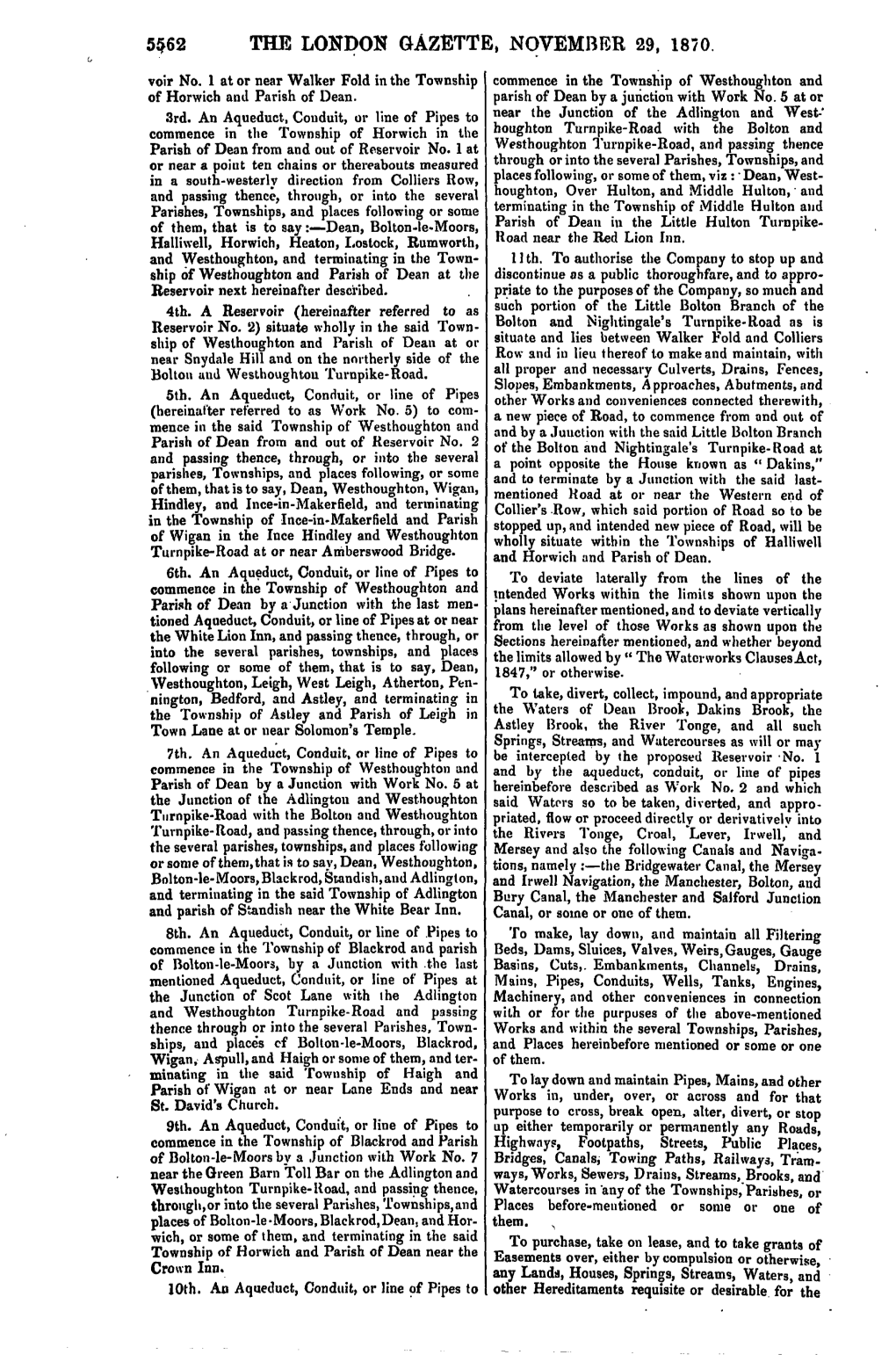 5562 the LONDON GAZETTE, NOVEMBER 29, 1870 Voir No