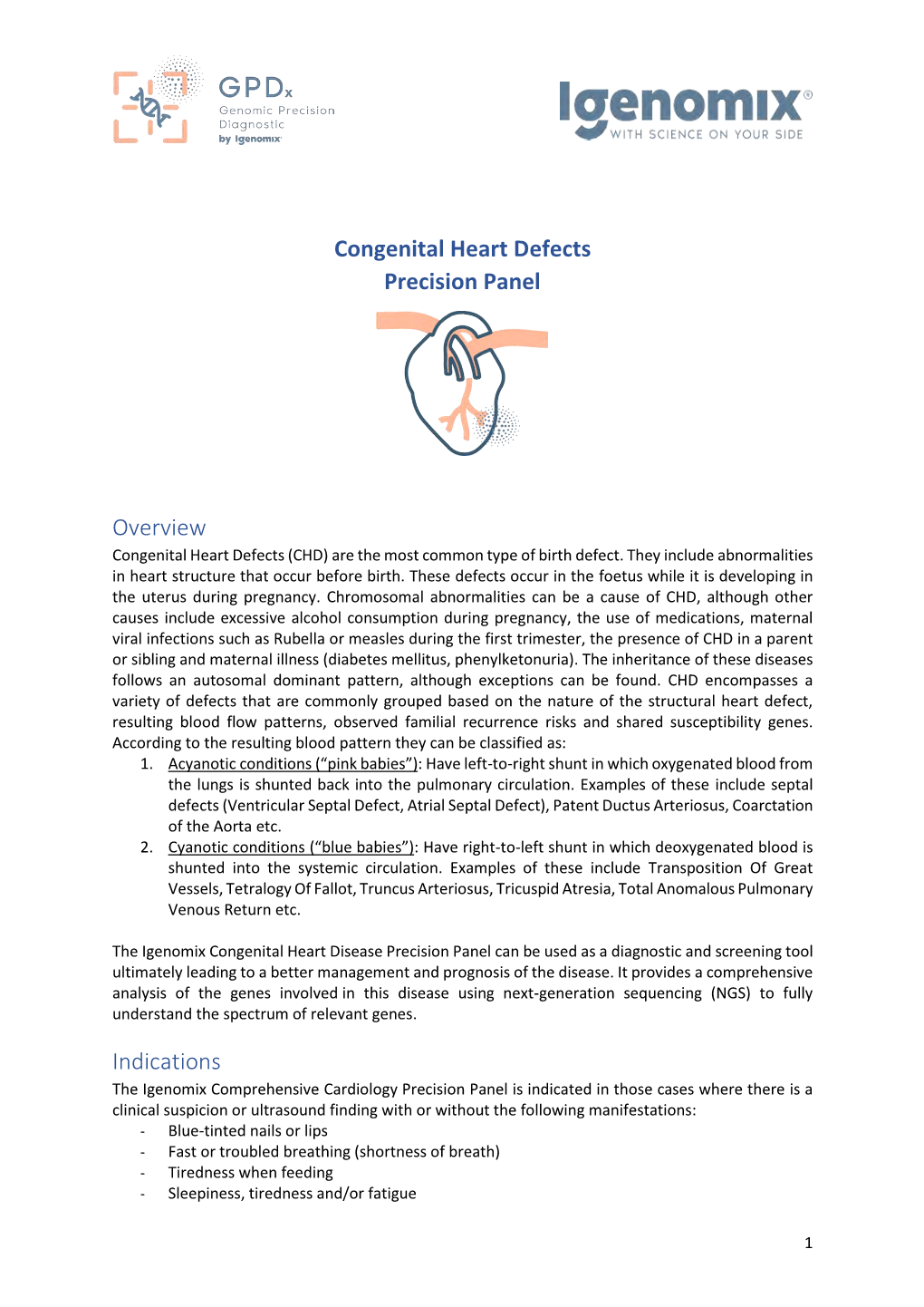 Congenital Heart Defects Precision Panel Overview Indications