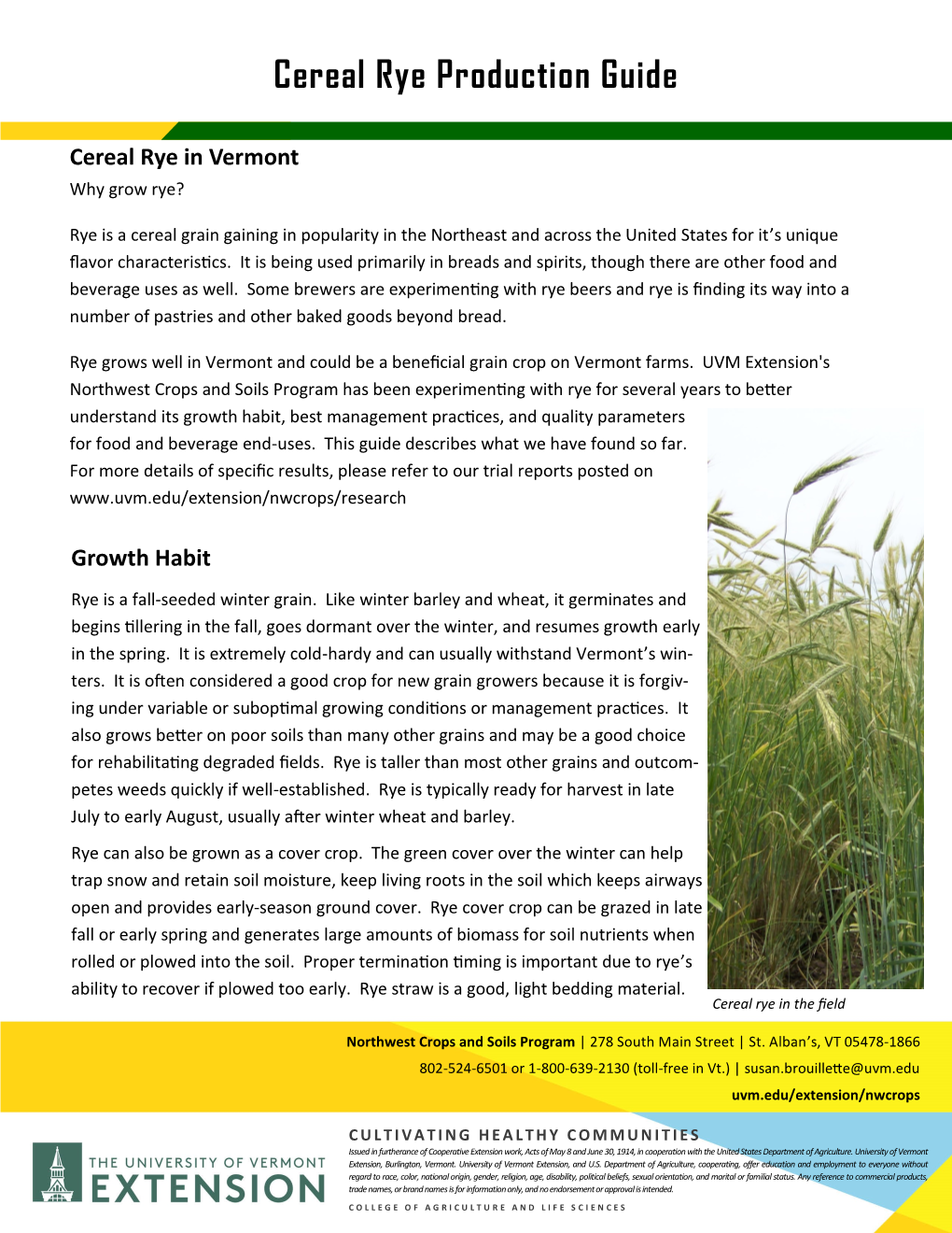 Cereal Rye Production Guide