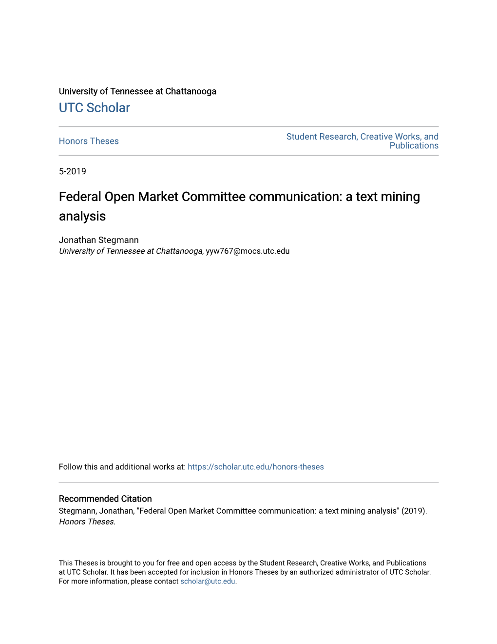 Federal Open Market Committee Communication: a Text Mining Analysis