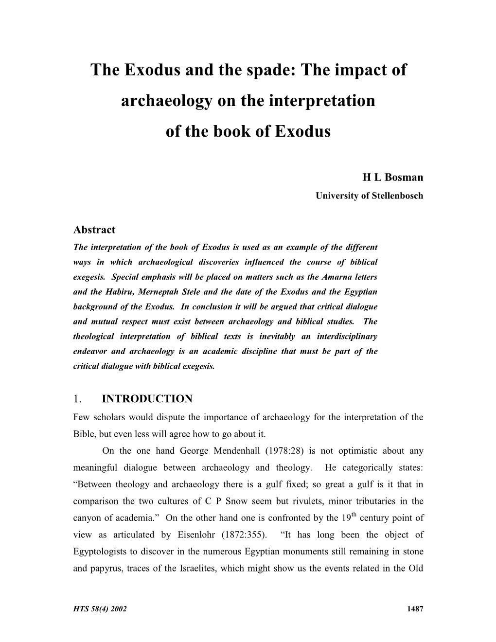 The Impact of Archaeology on the Interpretation of the Book of Exodus