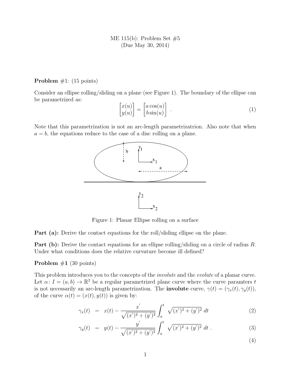 Consider an Ellipse Rolling/Sliding on a Plane (See Figure 1)