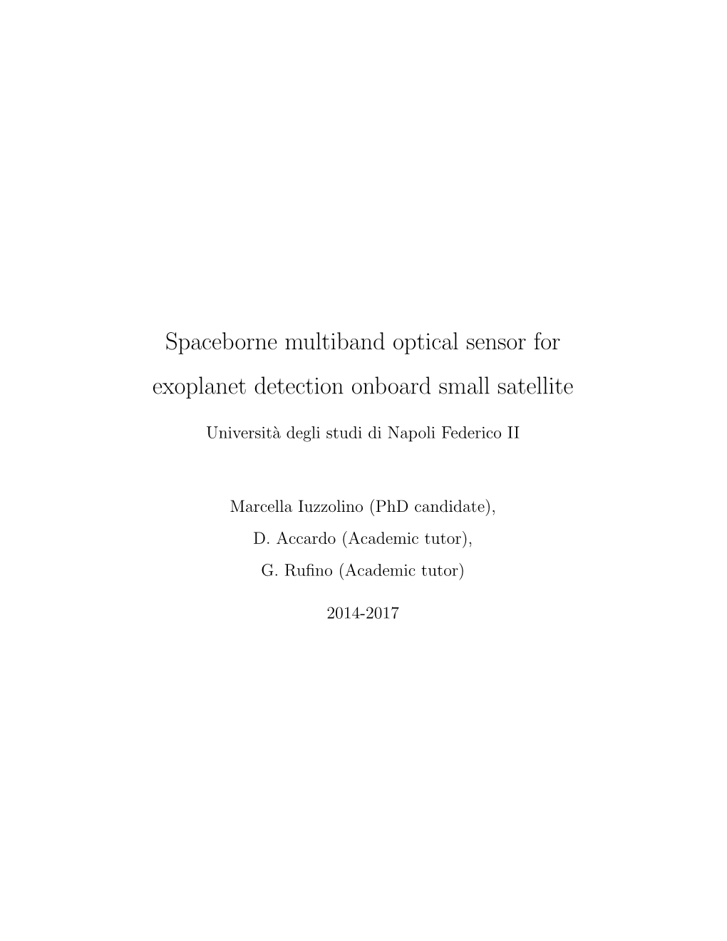 Spaceborne Multiband Optical Sensor for Exoplanet Detection Onboard Small Satellite