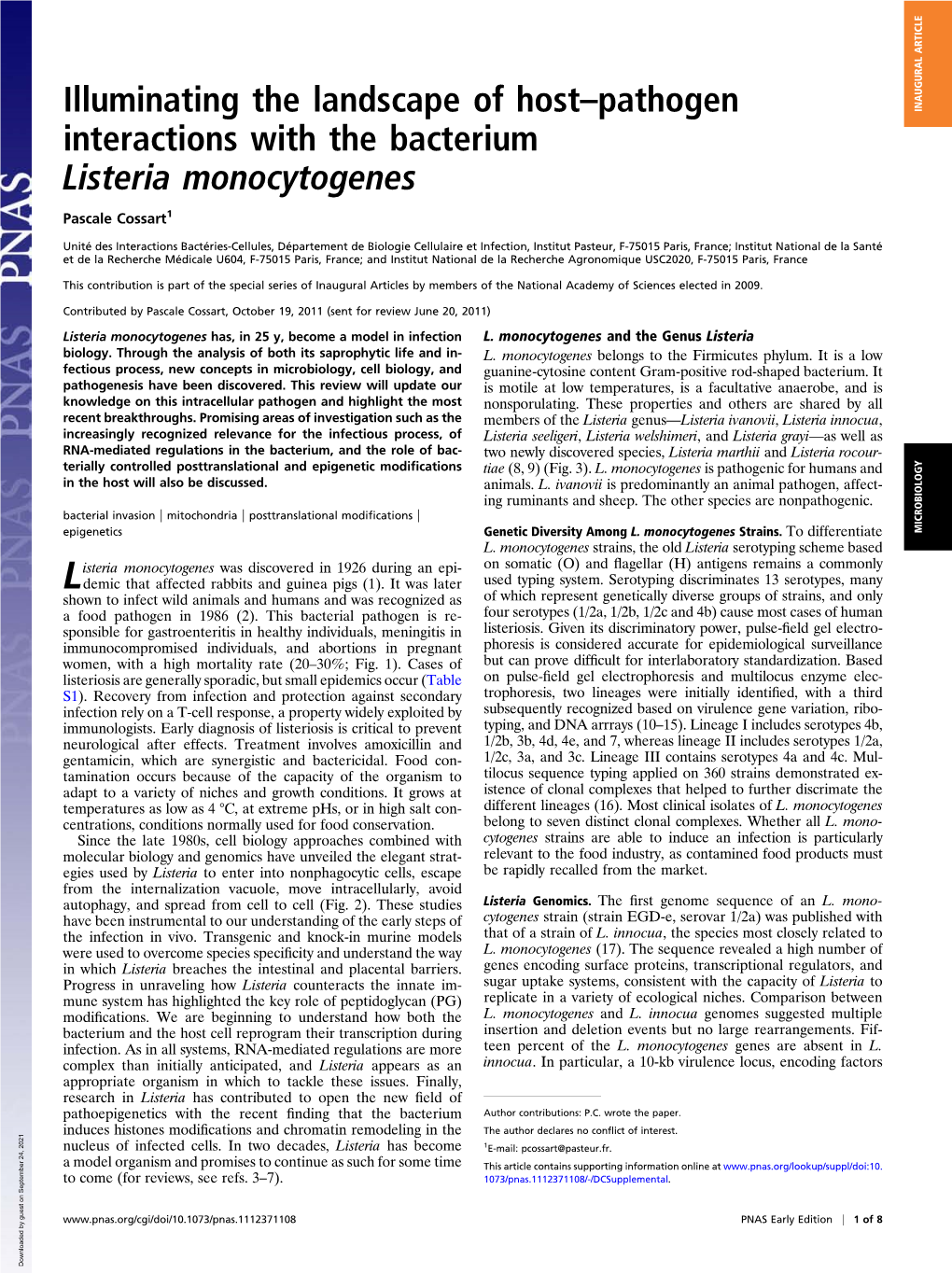 Illuminating the Landscape of Host–Pathogen Interactions with the Bacterium Listeria Monocytogenes