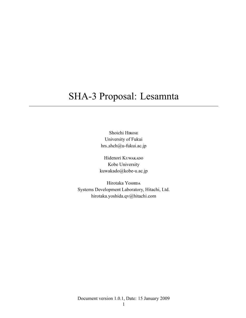 SHA-3 Proposal: Lesamnta