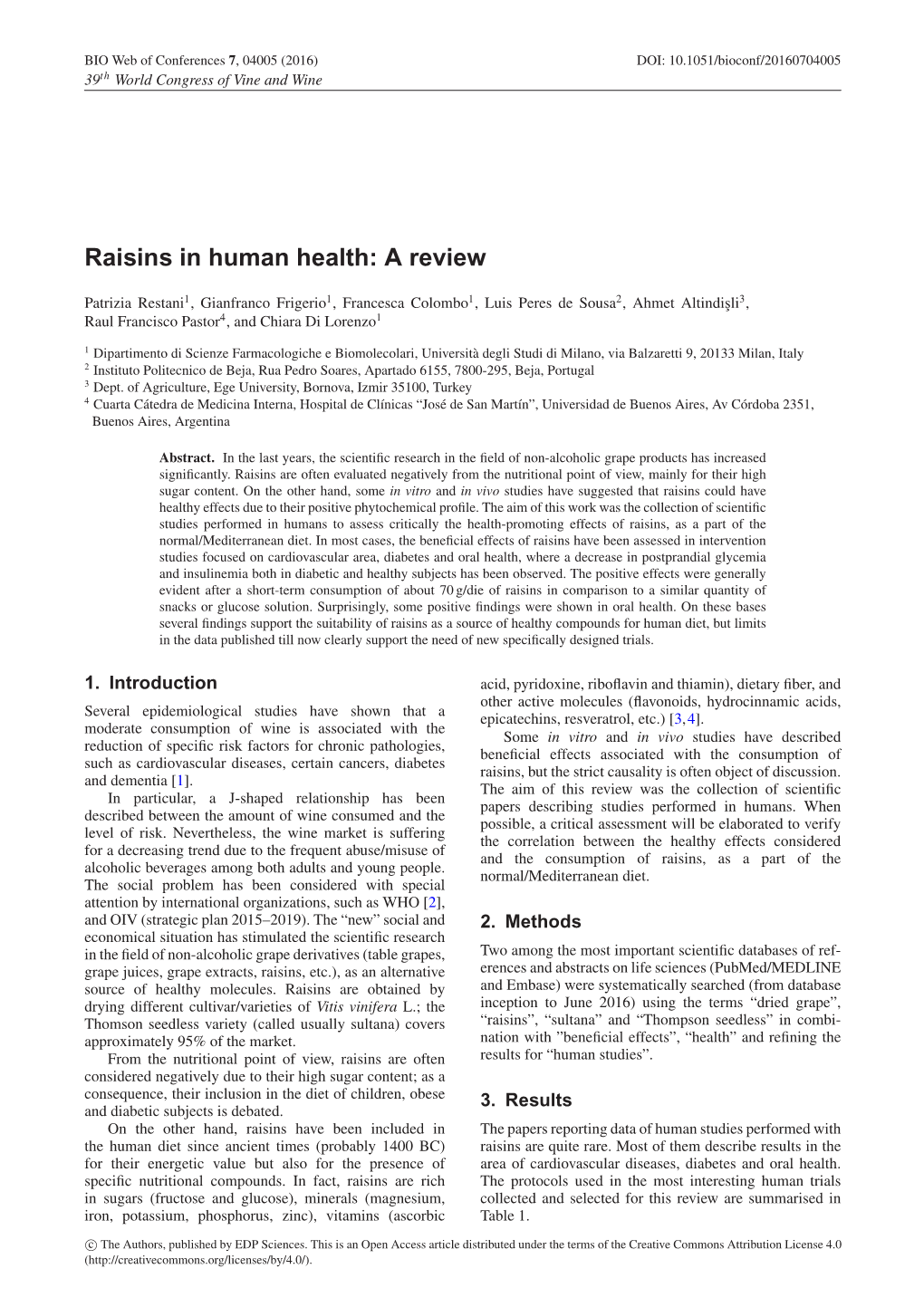 Raisins in Human Health: a Review