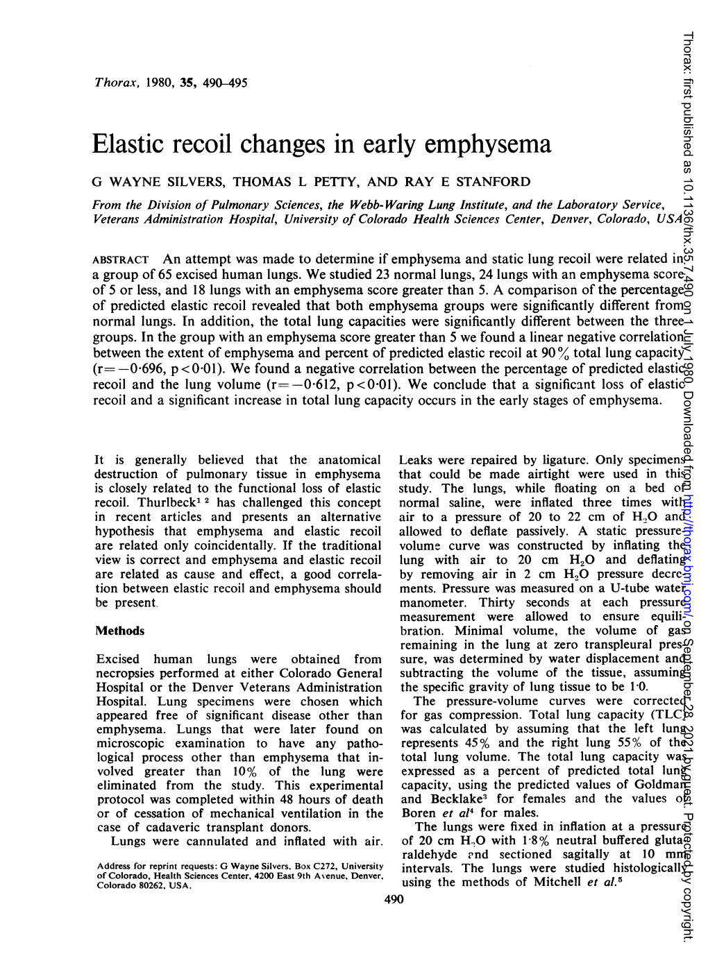 Elastic Recoil Changes in Early Emphysema