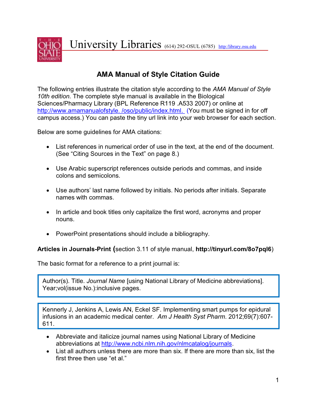 AMA Manual of Style Citation Guide