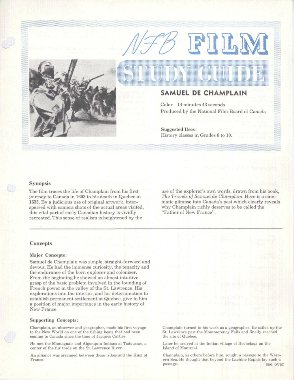 SAMUEL DE CHAMPLAIN Synopsis