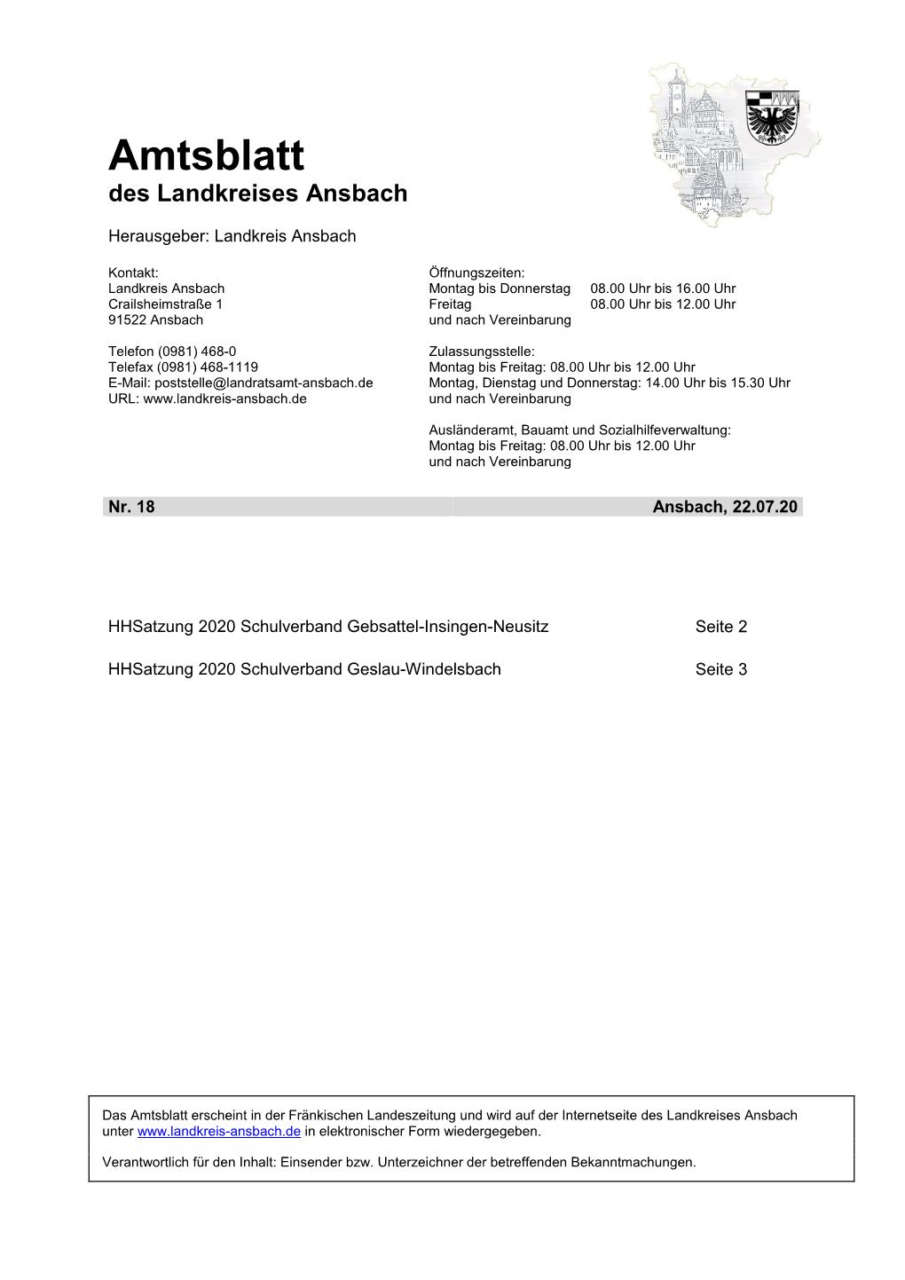 Amtsblatt Des Landkreises Ansbach