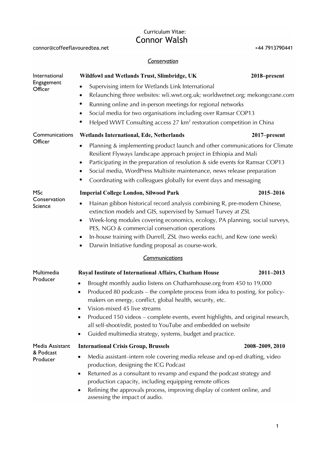 Curriculum Vitae March 2019