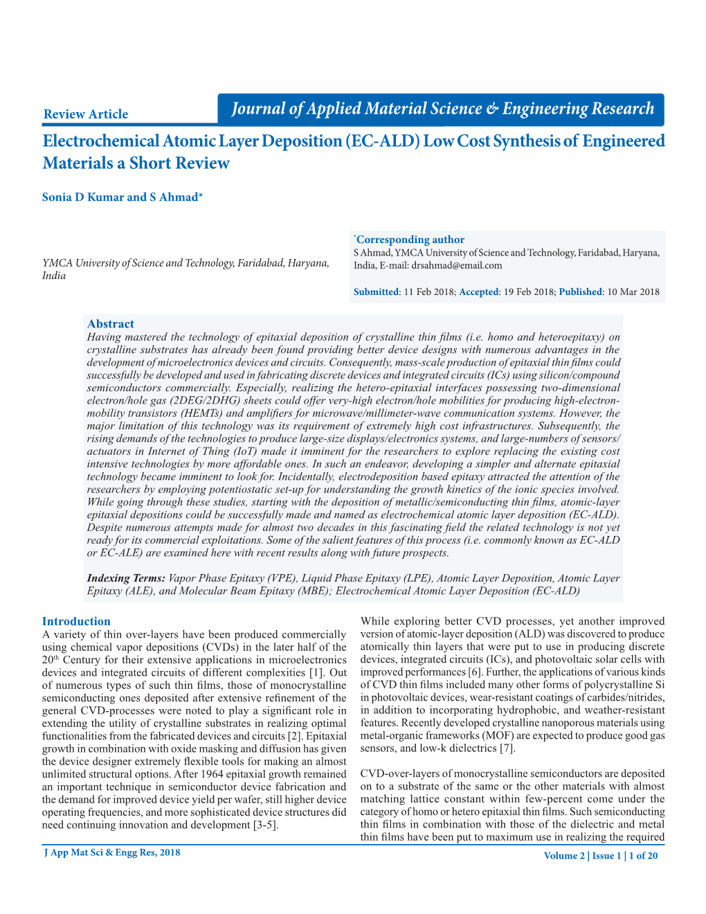 Electrochemical Atomic Layer Deposition (EC-ALD) Low Cost Synthesis of Engineered Materials a Short Review