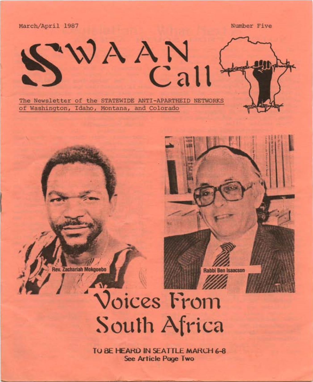 TO BE HEARD in SEATTLE MARCH 6-8 See Article Page Two VOICES FROM