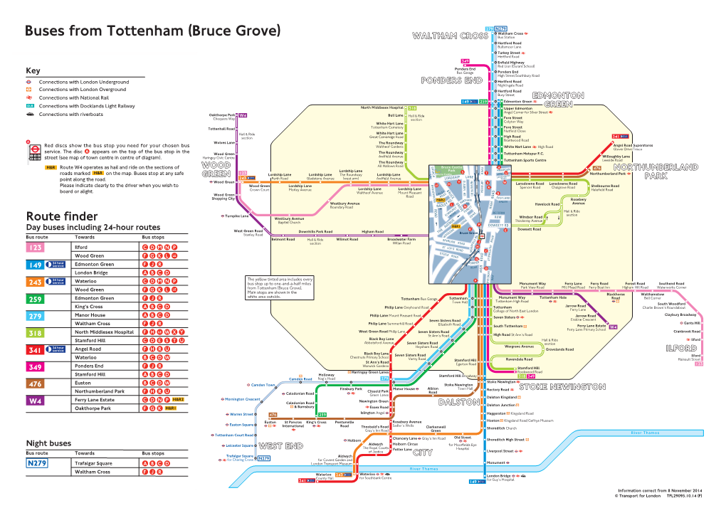 Buses from Tottenham (Bruce Grove)