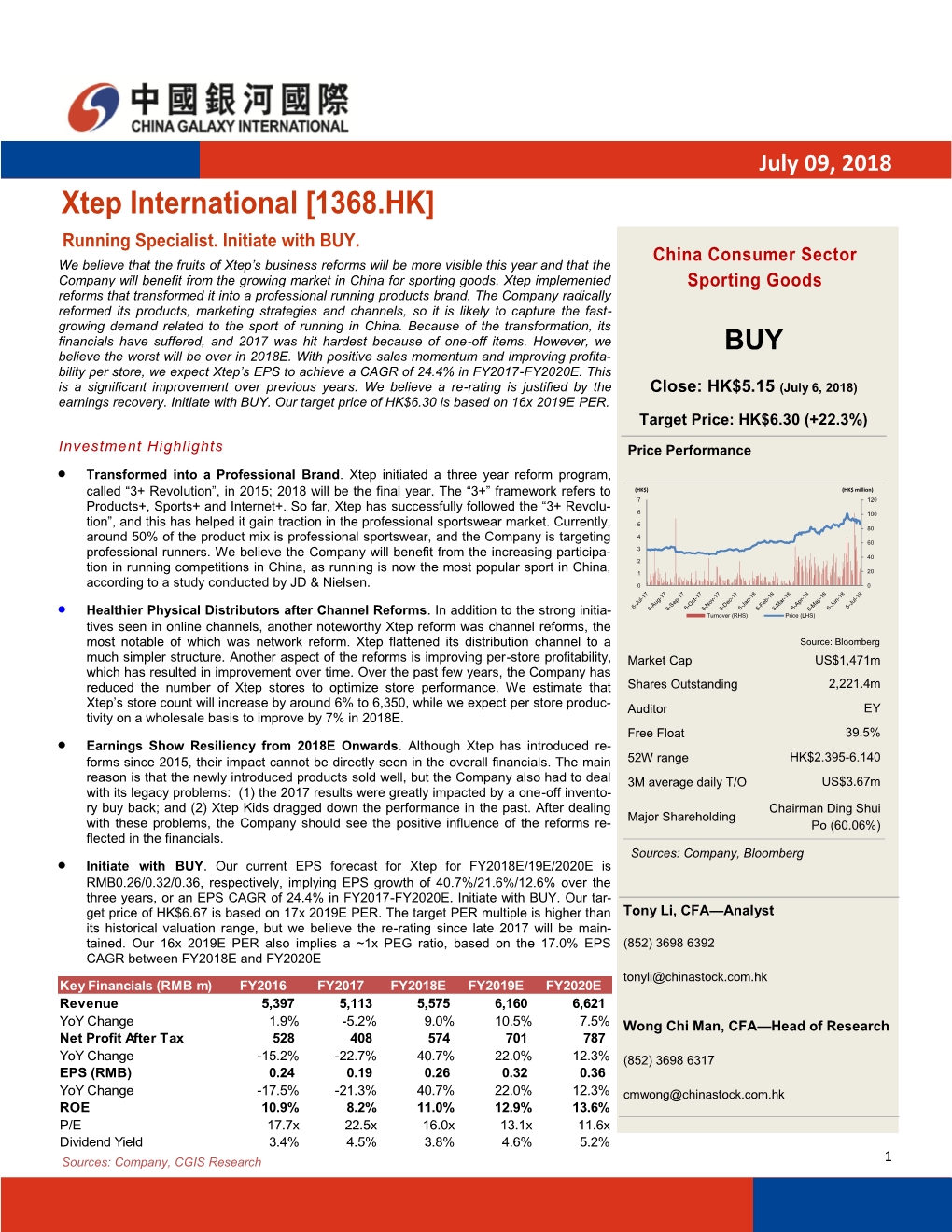 Xtep International [1368.HK] Running Specialist