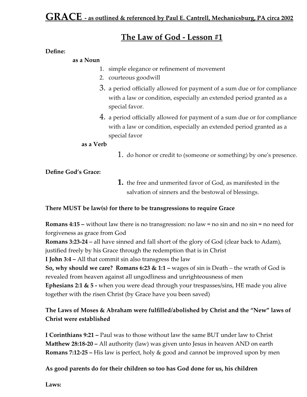 The Law of God - Lesson #1