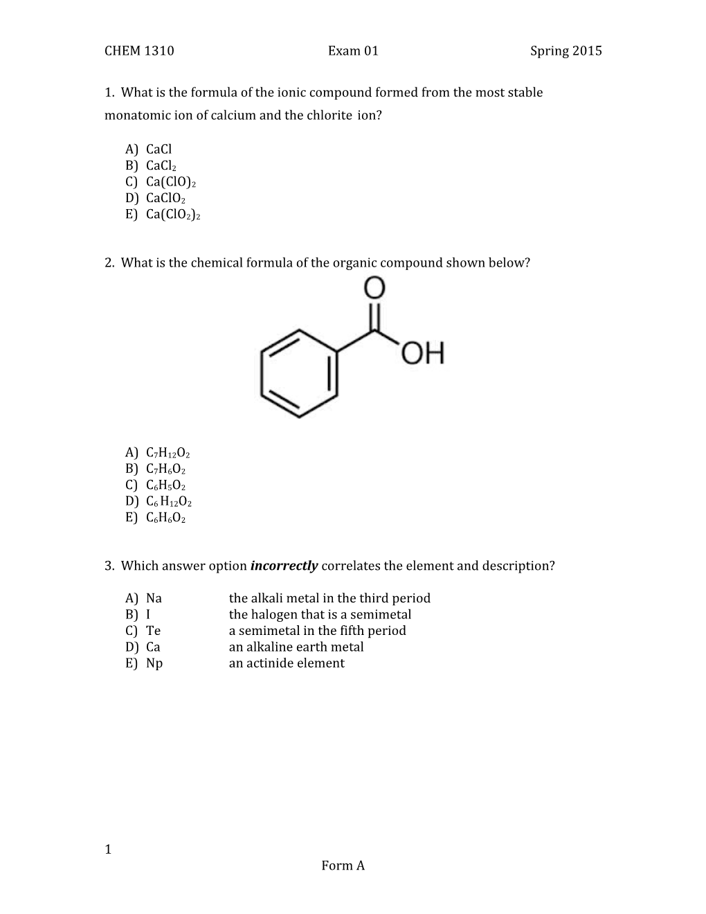 2. What Is the Chemical Formula of the Organic Compound Shown Below?