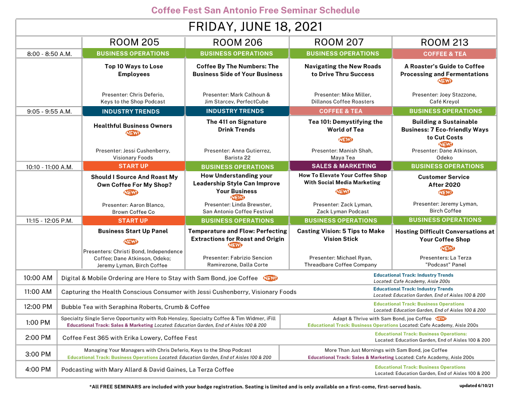 CFSA21 Schedule