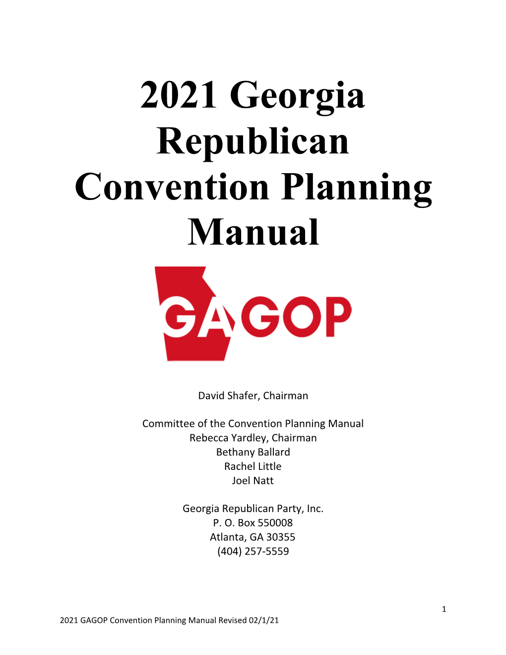 2021 Georgia Republican Convention Planning Manual