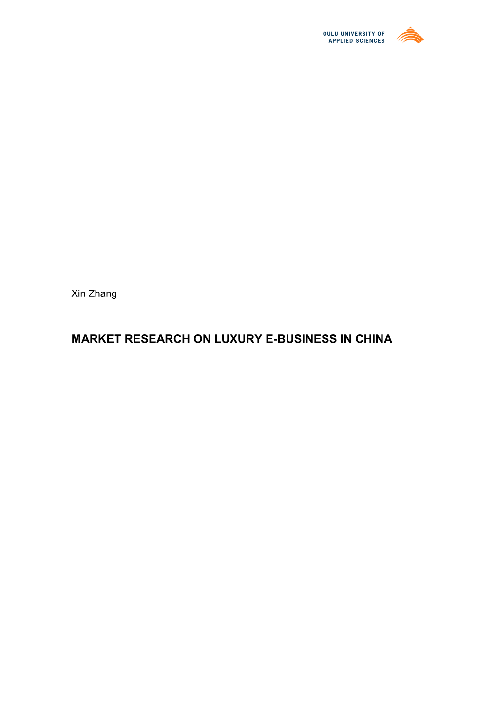 Market Research on Luxury E-Business in China