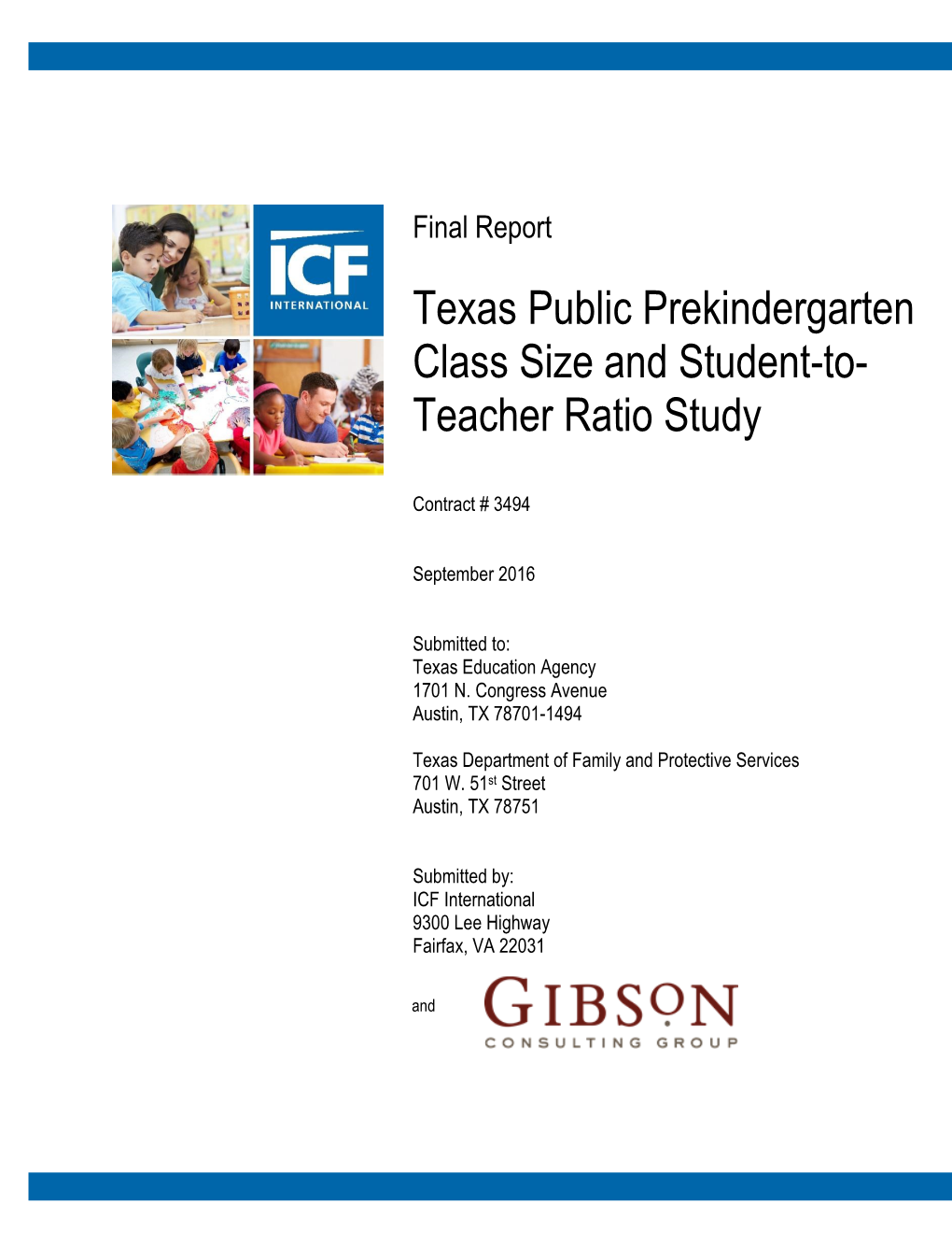 Texas Public Prekindergarten Class Size and Student-To-Teacher Ratio Study