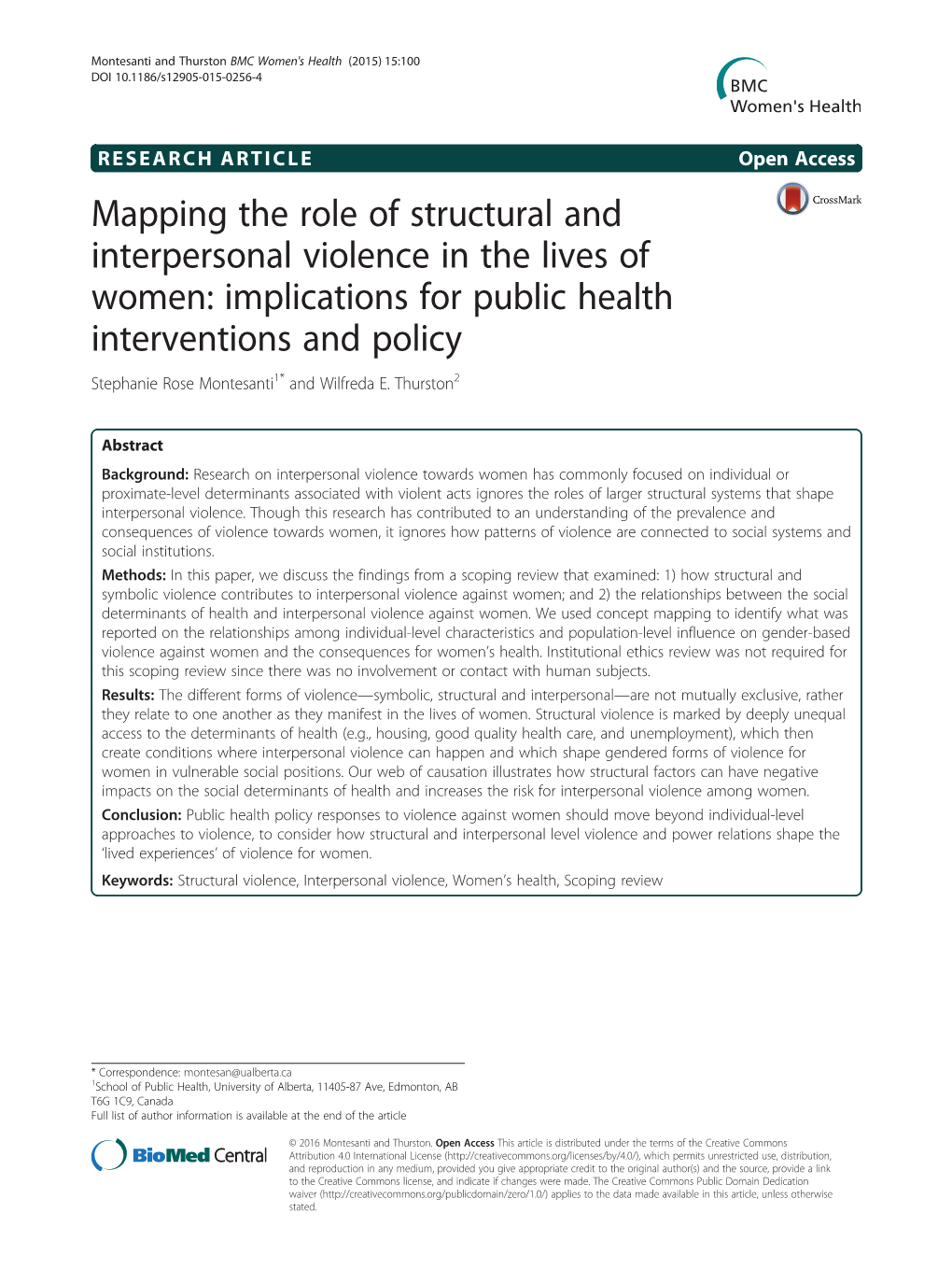 Mapping the Role of Structural and Interpersonal Violence in the Lives Of