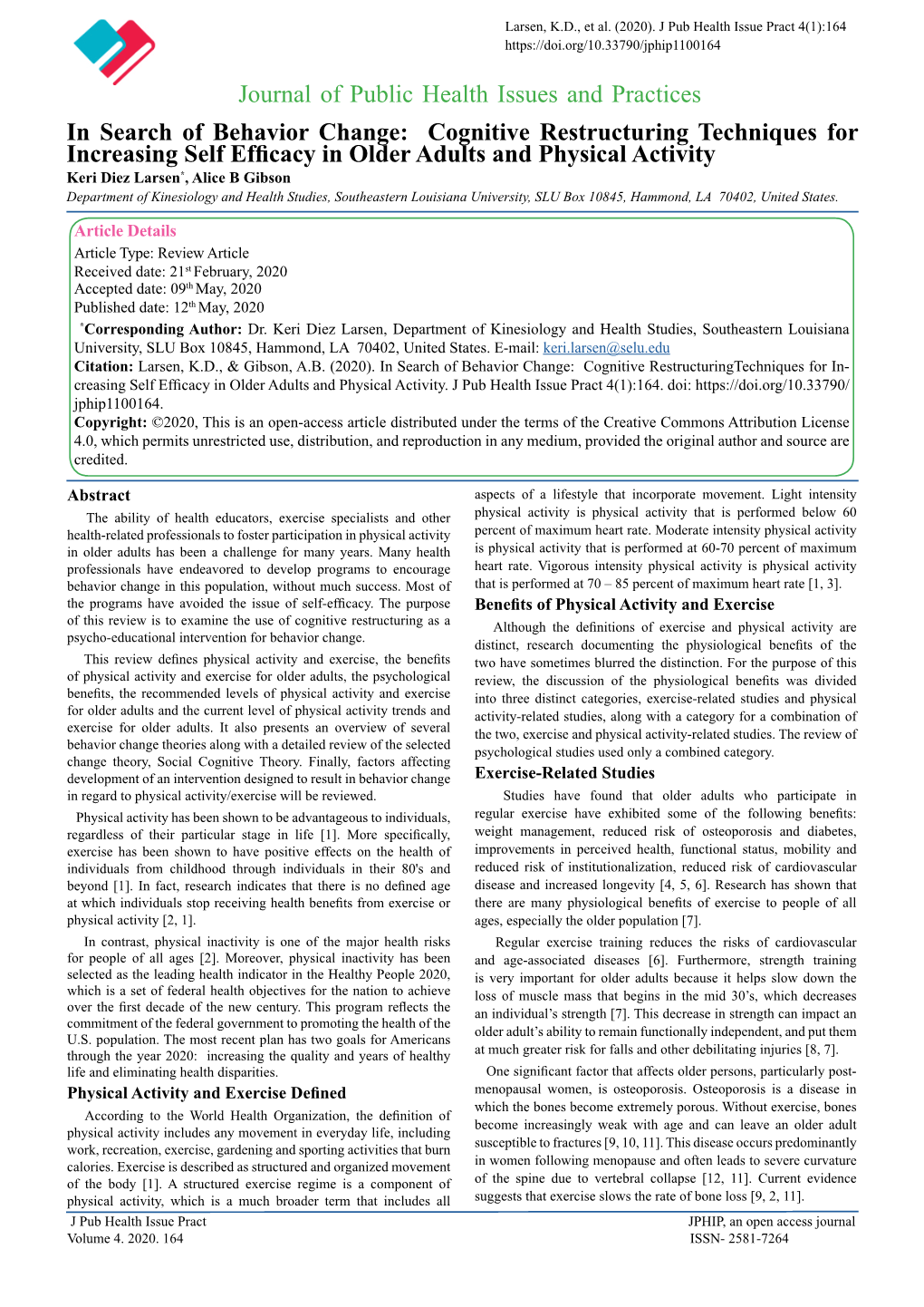 Cognitive Restructuring Techniques for Increasing Self Efficacy in Older