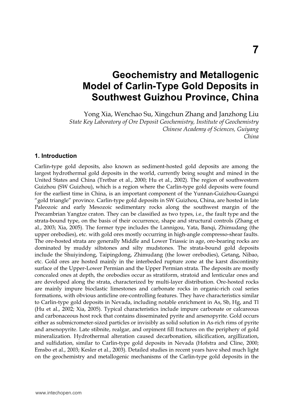 Geochemistry and Metallogenic Model of Carlin-Type Gold Deposits in Southwest Guizhou Province, China
